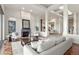 Inviting living room featuring a fireplace, herringbone floors, and large windows for natural light at 93 Glenmoor Dr, Cherry Hills Village, CO 80113