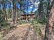 Expansive property showcasing the rear exterior of the home and a spacious yard with mature trees at 85 S Sherwood Gln, Monument, CO 80132