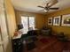 Inviting home office with ceiling fan, large window, and desk, perfect for working from home at 85 S Sherwood Gln, Monument, CO 80132