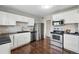 Modern kitchen with stainless steel appliances, white cabinets, and dark countertops at 1047 Scranton St, Aurora, CO 80011