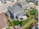 Aerial view of the gray siding home in a fenced in yard at 6827 Leilani Ln, Castle Rock, CO 80108