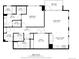 Detailed floor plan showcasing the layout of a spacious apartment with multiple bathrooms and a balcony at 1750 Wewatta St # 740, Denver, CO 80202