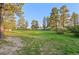 A expansive backyard bordered by mature trees at 652 Verdos Dr, Elizabeth, CO 80107