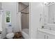 This bathroom features a tiled shower and modern fixtures at 652 Verdos Dr, Elizabeth, CO 80107