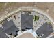 Aerial view of home showcasing its unique landscaping, and adjacent common areas at 547 Scrubjay Cir, Castle Rock, CO 80104