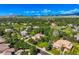 An aerial shot of the neighborhood features mature trees and spacious lots, offering a serene and private living environment at 7355 Nile St, Arvada, CO 80007