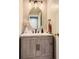 Stylish half bathroom features a modern vanity and a decorative mirror at 9458 S Hackberry Ln, Highlands Ranch, CO 80129