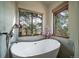 Inviting bathroom with freestanding tub, scenic outdoor views, and plenty of natural light at 767 Tenderfoot Dr, Larkspur, CO 80118