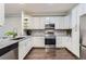 Bright kitchen with white cabinetry, stainless steel appliances, and granite countertops at 9758 Laredo St # 1E, Commerce City, CO 80022