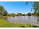 Relaxing community pond with a fountain and beautiful surrounding trees at 1536 S Field Ct, Lakewood, CO 80232