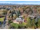 Aerial view of a neighborhood, showing landscaping, patio, and deck at 6382 S Zenobia Ct, Littleton, CO 80123