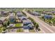 Aerial view showcasing the home's location in a neighborhood with nearby streets and landscaping at 25106 E 1St Ave, Aurora, CO 80018