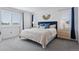 Inviting primary bedroom offers ample natural light, neutral tones, and calming blue accents at 25106 E 1St Ave, Aurora, CO 80018