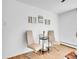 Sitting area with hardwood floors, contemporary decor and modern lighting at 1050 N Lafayette St # 408, Denver, CO 80218