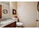 Well-appointed half bathroom featuring a granite countertop and modern fixtures at 7354 S Robb St, Littleton, CO 80127