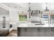 Modern kitchen with white cabinetry, stainless steel appliances, and a large island with a prep sink at 39 Sedgwick Dr, Cherry Hills Village, CO 80113