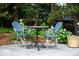 Cozy outdoor bistro seating on a patio surrounded by flourishing plants and flowers, perfect for relaxing at 39 Sedgwick Dr, Cherry Hills Village, CO 80113