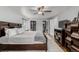 This spacious main bedroom includes large walk-in closets, hardwood floors, and great natural light at 4643 S Vrain St, Denver, CO 80236