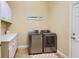 Well-equipped laundry room with modern washer and dryer units, ample cabinet space, and neutral tones at 3309 Thornwood Ct, Castle Rock, CO 80108