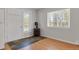 Cozy living room with wood stove and slate tile floor at 28 Deer Rd, Evergreen, CO 80439