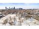 Expansive city view capturing the Denver skyline surrounded by snow-covered trees and rooftops, enhancing urban landscape at 3059 Curtis St, Denver, CO 80205