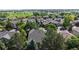 Aerial view of the home with mature trees and a well-manicured lawn in a quiet neighborhood at 9845 Keenan St, Highlands Ranch, CO 80130