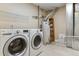 Well-equipped laundry room with a washer, dryer, and water heater for convenience at 6000 W Floyd Ave # 116, Denver, CO 80227