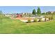 Community playground with slides, swings, and a picnic area, surrounded by green grass at 6220 Waterman Way, Frederick, CO 80516