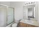 Bathroom features a shower over tub combination and sink with vanity at 19246 E Carolina Pl # 102, Aurora, CO 80017