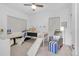 Bright bedroom with neutral decor, built-in bench seating, and a fun indoor slide at 2501 Vrain St, Denver, CO 80212