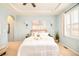 Bright bedroom with a tray ceiling, neutral walls, an archway, and a plush, comfortable bed at 7777 E 23Rd Ave # 1401, Denver, CO 80238