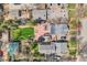 Aerial view of homes with beautiful yards, cozy patios, mature trees and outdoor spaces for relaxing at 826 Maxwell Ave, Boulder, CO 80304