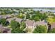Aerial shot of residential neighborhood with mature trees, manicured lawns, and varied architectural styles, showcasing community charm at 14230 Lakeview Ln, Broomfield, CO 80023