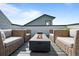 Comfortable outdoor seating on a rooftop deck with a fire pit feature at 1793 W 166Th Ave, Broomfield, CO 80023