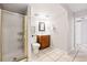 Bathroom featuring a shower stall and a vanity at 5202 Dillon St, Denver, CO 80239
