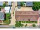 Overhead view of a neighborhood showcasing building rooftops, landscaping, and streetscape at 3922 W 29Th Ave, Denver, CO 80212