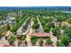 Aerial shot of tree-lined neighborhood with lush greenery and a distant lake at 3922 W 29Th Ave, Denver, CO 80212