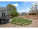 Green backyard featuring a fenced-in yard, grass lawn, and stone landscaping at 11296 Daisy Ct, Firestone, CO 80504