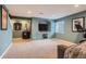 Finished basement area with recessed lighting, plush carpeting, and a convenient entertainment alcove at 2649 Westgate Ave, Highlands Ranch, CO 80126