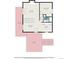 Upstairs floor plan featuring a living room, primary bedroom, bath, kitchen, dining area, and porch at 11557 Green Cir, Conifer, CO 80433