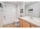Neat bathroom with a bath/shower combination, toilet, vanity, and mirror at 3183 W 114Th Loop, Westminster, CO 80031