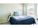 Well-lit bedroom with a blue comforter and decorative pillows at 14721 E Poundstone Dr, Aurora, CO 80015