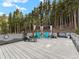 Outdoor deck with lounge chair and seating surrounded by forest trees offers a place for relaxation at 197 Sawmill Ln, Idaho Springs, CO 80452
