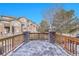 View from the deck with wood railing and stone pillars at 22029 E Irish Dr, Aurora, CO 80016