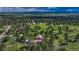 Panoramic aerial view of a home nestled within a lush green forest with scenic mountain views at 5519 Ponderosa Dr, Parker, CO 80134