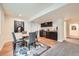 Basement dining area featuring a kitchenette and elegant decor and recessed lighting at 2150 Wagon Way, Louisville, CO 80027