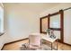 Cozy office featuring hardwood floors, sliding glass door, and modern decor at 2150 Wagon Way, Louisville, CO 80027
