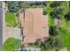 An aerial view shows the footprint of the house and the surrounding landscaping at 19616 E Pinewood Dr, Aurora, CO 80016