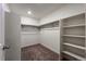 Walk-in closet features built-in shelving units for maximum storage and organization at 2325 Mountain Sky Dr, Fort Lupton, CO 80621