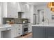 Modern kitchen with white cabinets, stainless steel appliances, and stylish backsplash at 3256 S Corona, Englewood, CO 80113